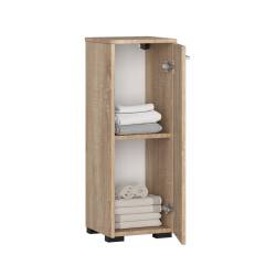 Dulap de baie tip baza, cu usa reversibila si raft interior, PAL 16 mm, 30x30x85 cm, stejar sonoma