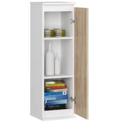 Dulap suspendat, cu usa si 3 rafturi interioare, PAL 16 mm, 30x30x99 cm, alb si stejar sonoma