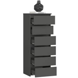 Comoda cu 6 sertare, PAL laminat 16 mm, 40x35x109 cm, gri