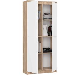Dulap cu 8 etajere, PAL laminat 16 mm, 80x35x180 cm, stejar sonoma si alb