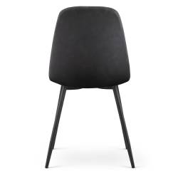 Set 4 scaune tapitate din catifea LUMO, 46x44x87 cm, sezut matlasat, picioare metalice, maxim 130 kg, negru