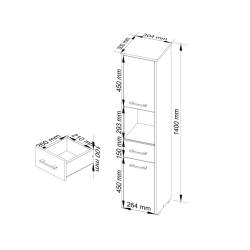 Dulap baie tip coloana cu 2 usi, 1 sertar si rafturi interioare, PAL laminat, 30x30x140 cm, stejar sonoma si alb
