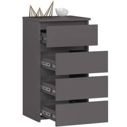 Comoda cu 4 sertare, PAL laminat 16mm, 40x35x74 cm, gri grafit