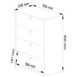 Dulap pantofi cu 4 usi rabatabile, PAL laminat, 60x33x80 cm, maro arin