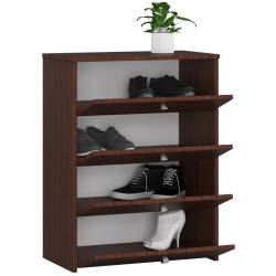Dulap pantofi cu 4 usi rabatabile, PAL laminat, 60x33x80 cm, maro wenge