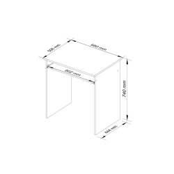 Birou STAR pentru camera copilului, raft tastatura, pal laminat 16 mm, 68x51x74 cm, alb