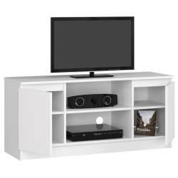 Comoda TV cu 2 usi si o polita, PAL laminat 16 mm, 120x40x55 cm, alb
