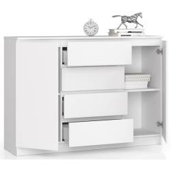 Comoda cu sertare si usi laterale, PAL laminat, 138x40x99 cm, alb mat