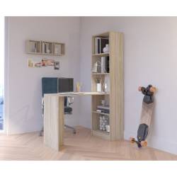 Birou cu rafturi SMART, PAL laminat, 125x50x180 cm, stejar sonoma