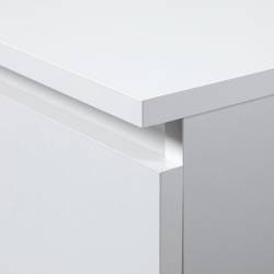 Birou colt stanga in L cu 3 sertare si rafturi, PAL laminat 16 mm, 155x85x77 cm, alb