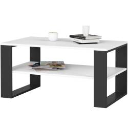 Masuta cafea ALEX cu raft inferior, PAL laminat, 92x53x45 cm, alb si negru