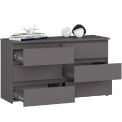 Comoda cu 6 sertare, PAL laminat, 100x35x57 cm, gri