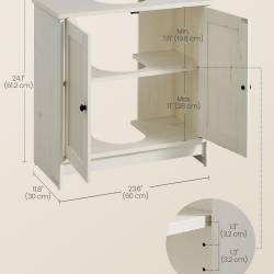 SONGMICS Masca baie pentru chiuveta, suport lavoar, raft reglabil, stil rustic modern, 60x30x61 cm, alb rustic