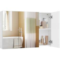 VASAGLE Dulap pentru baie cu oglinda, 3 usi si rafturi reglabile, MDF, 90x15x60 cm, alb