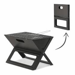 Gratar portabil pliabil pentru gradina si camping, metal, 44x28x36 cm, negru