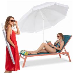 Umbrela de plaja pliabila cu inclinare reglabila, UPF 50+, cu husa transport, 160 cm, gri
