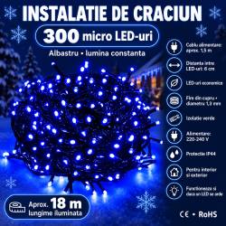 Instalatie lumini pentru bradul de Craciun, 19,5 metri, 300 LED-uri, albastru