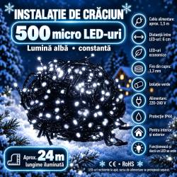 Instalatie lumini pentru bradul de Craciun, 25,5 metri, 400 LED-uri, alb