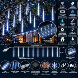 Instalatie de Craciun, 10 tuburi, 50cm, 480 LED, ploaie de meteoriti, alb