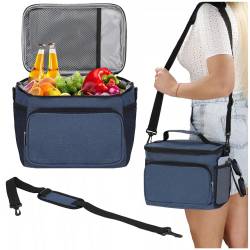 Geanta termoizolanta pentru plaja sau picnic, 11 L, pliabila, 27x19x20,5 cm, albastru