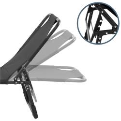 Sezlong pliabil gradina cu saltea confortabila si perna, reglabil 3 pozitii, buzunar lateral, maxim 120 kg, 175x57x71 cm, gri si negru