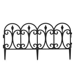 Set 4 panouri de gard decorativ gradina, PVC, set 4 x 60x33 cm, negru