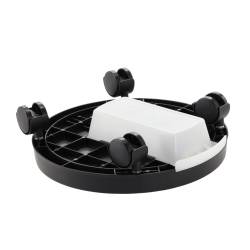Suport ghiveci rotund cu roti si tava colectare apa, plastic rezistent, 28 cm, negru