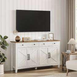 VASAGLE Dulap bufet rustic pentru living, bucatarie si dining, cu sertar spatios si 2 separatoare reglabile, dulap inferior cu raft ajustabil pe 5 niv
