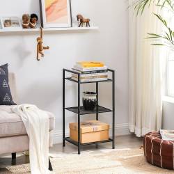 SONGMICS Raft metalic cu 3 niveluri, polite ajustabile, pentru baie sau bucatarie, stil industrial, 38x30x72 cm, negru