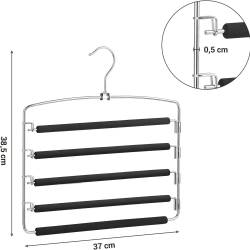 SONGMICS Set 3 umerase multifunctionale pentru pantaloni cu 5 bare rotative la 90° fiecare pentru economisirea spatiului in dulap, protectie antialune