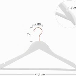 SONGMICS Set de 20 de umerase din lemn, cu bara antiderapanta pentru pantaloni si carlig rotativ, 45 cm, alb