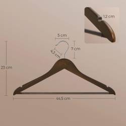 SONGMICS Set 20 umerase pentru organizarea hainelor in dressing, din lemn masiv de artar, bara antiderapanta pentru pantaloni, carlige rotative 360°,