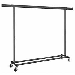 SONGMICS Suport haine cu roti, extensibil 160–200 cm, sarcina heavy duty otel 150 kg, roti blocabile, negru