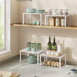 SONGMICS Set 2 rafturi organizatoare pentru bucatarie, suporturi pentru condimente, recipiente si accesorii, configurare flexibila suprapuse, separate