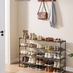 SONGMICS Pantofar metalic cu 4 niveluri pentru depozitarea a pana la 30 perechi de pantofi, configuratie reversibila si posibilitate de suprapunere pe