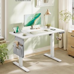 SONGMICS Birou electric sit-stand, reglabil 72-120 cm, motor silentios, USB-C 20W, 100x60 cm, alb