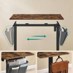 SONGMICS Birou electric reglabil pe inaltime, 120x60x(72-120) cm, memorie 4 pozitii, USB-C, cadru metalic, maro rustic