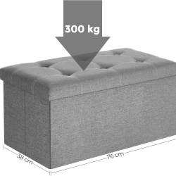 SONGMICS Bancuta pliabila cu spatiu de depozitare, 89 litri, textil tip in si MDF, sezut captusit, maxim 300 kg, 76x38x38 cm, maro