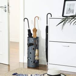 SONGMICS Suport metalic pentru umbrele, cu carlige si tava de picurare, 20x20x49 cm, gri antracit mat