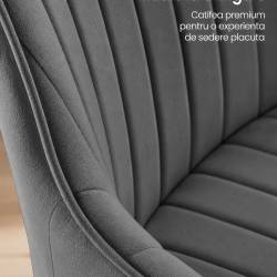 SONGMICS Scaun de birou rotativ din catifea, reglabil pe inaltime, 64x62x84-94 cm, maxim 120 kg, gri