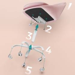 SONGMICS Scaun de birou ergonomic, inaltime reglabila, 60x60x(80-90) cm, roz pastel