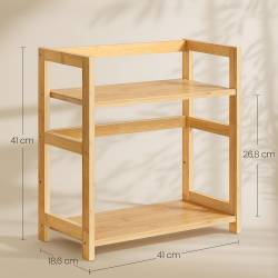SONGMICS Raft de depozitare pe 2 niveluri, MDF, organizator de birou sau bucatarie, 42x18x43 cm, bej natural