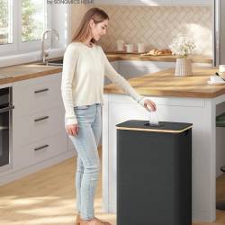 SONGMICS Cos colector pentru sticle si doze, 95 L, capacitate 200 de doze, orificiu cu inchidere automata pentru introducere rapida, sac interior deta