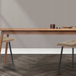Scaun living tapitat cu catifea, spatar matlasat, 44x54x89 cm, maro