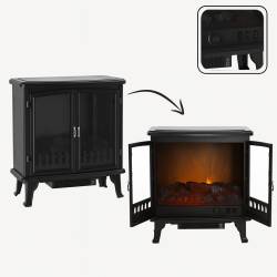 Semineu electric cu efect de flacara, 1800W, 2 trepte, ventilator incorporat, 63x35x70 cm, negru