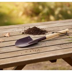 Lopata compacta pentru camping si gradina, cu maner din lemn, lama din otel, 60 cm