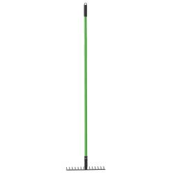 Grebla pentru gradina cu maner din fibra de sticla si cap din otel, 35x8x148 cm, verde si negru