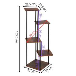 Suport pentru flori, 106x58 cm, negru/maro deschis – 5 rafturi, structura metalica, design modern