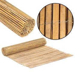 Panou paravan gard din bambus natural, inaltime 120 cm, lungine 500 cm, lamele 15mm, maro natur