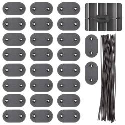 Set accesorii montaj prindere panou de gard din PVC, 26 cleme si 26 agrafe de fixare, gri inchis